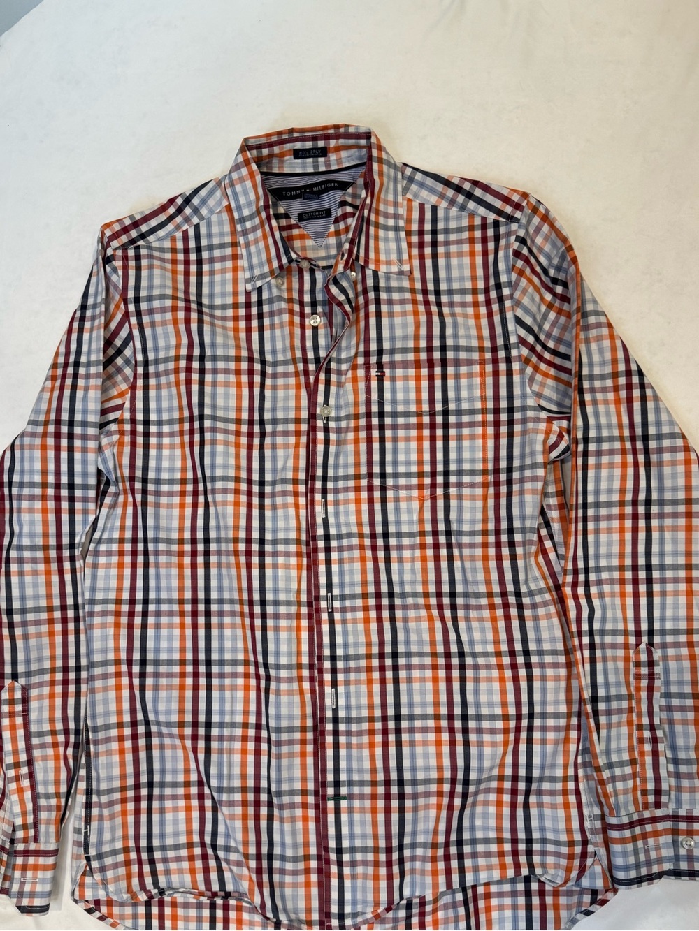 Tommy Hilfiger Mens Small Custom Fit Plaid Shirt 80s 2-Ply Cotton Button Down